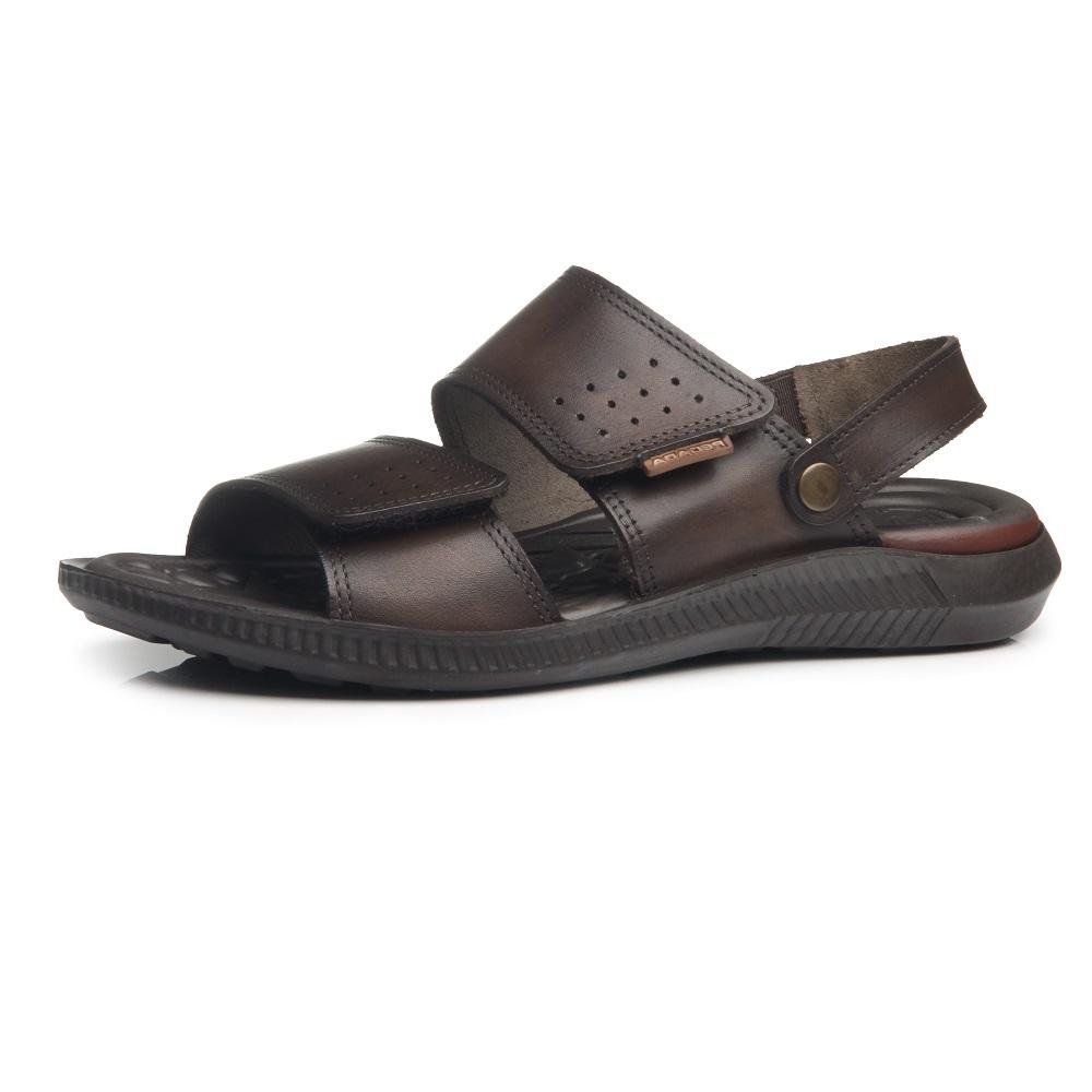 SANDALIA PEGADA EM COURO REF 133154 MASCULINO Marrom Escuro 2