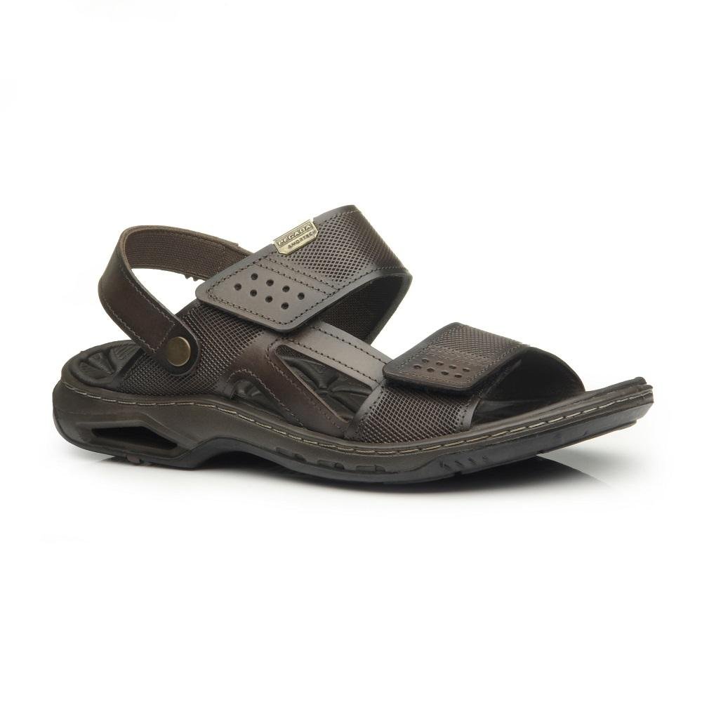 SANDALIA PEGADA EM COURO REF 133206 MASCULINO Marrom Escuro 1