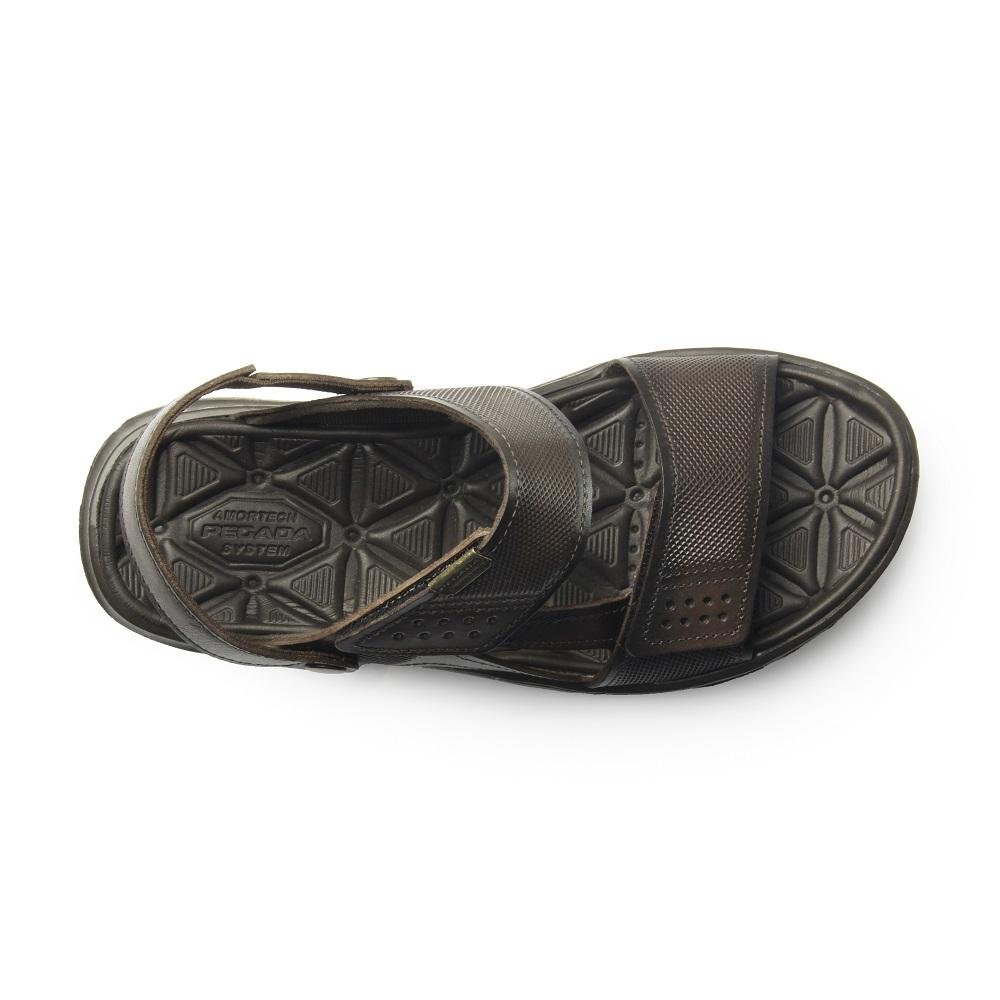SANDALIA PEGADA EM COURO REF 133206 MASCULINO Marrom Escuro 4