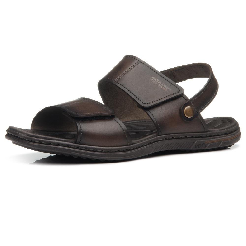 SANDALIA PEGADA EM COURO REF 133303 MASCULINO Marrom Escuro 2