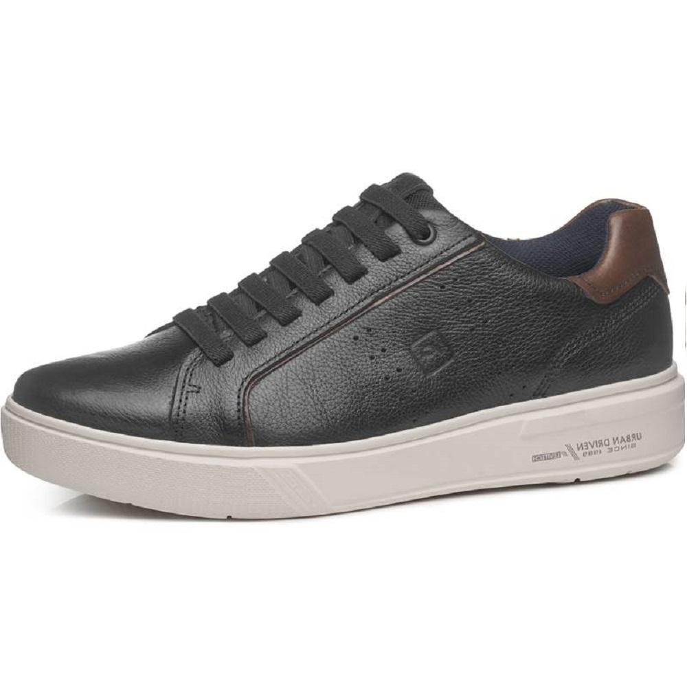 SAPATENIS PEGADA CASUAL EM COURO REF 111901 MASCULINO Preto/Marrom 2
