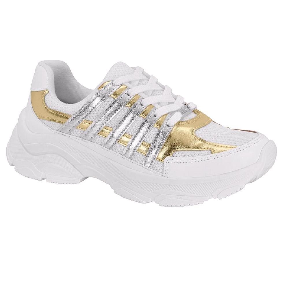 Vizzano Casual Tenis Vizzano Branco Dourado Tênis Vizzano Feminino
