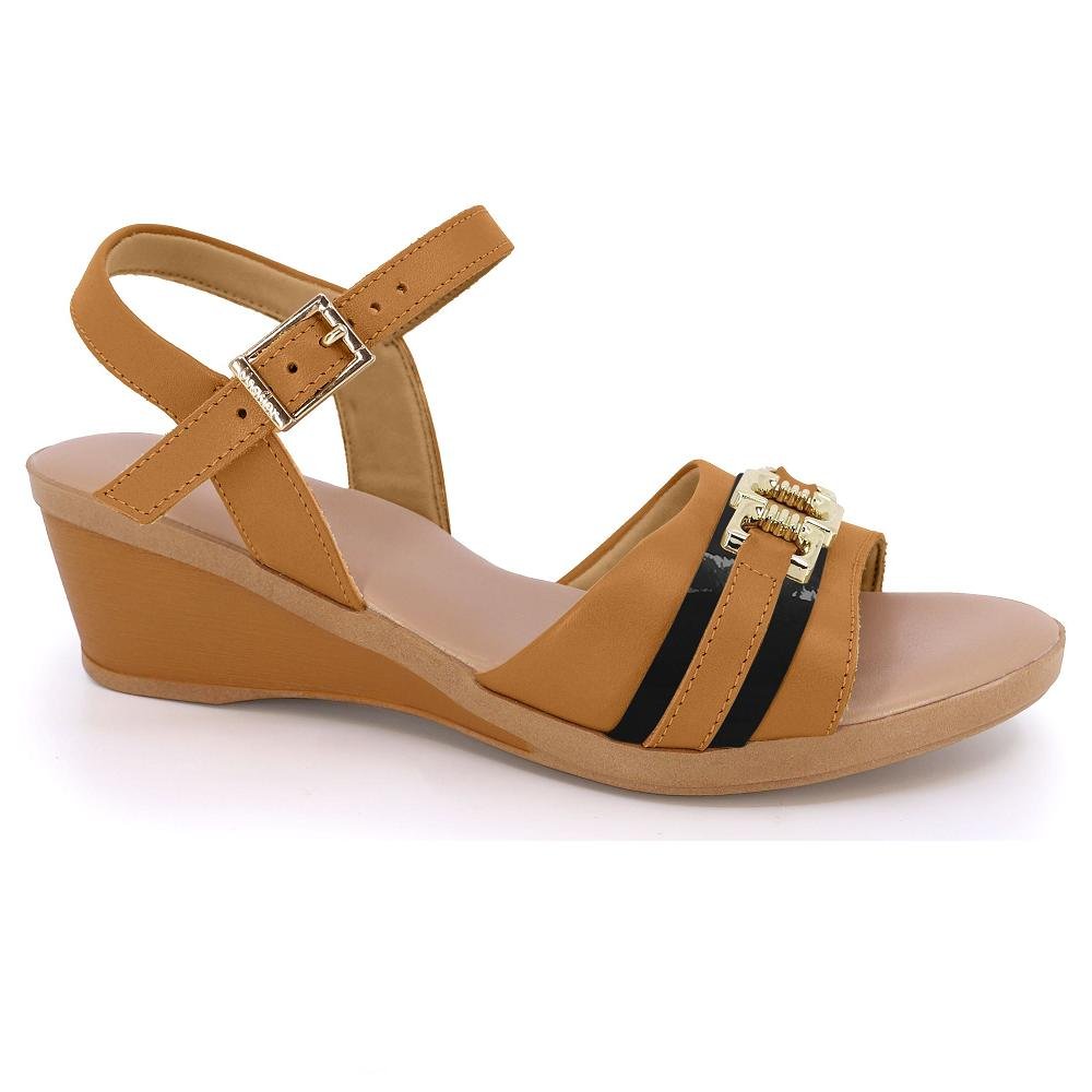 SANDALIA USAFLEX PLATAFORMA REF MM0904 FEMININO Marrom 1