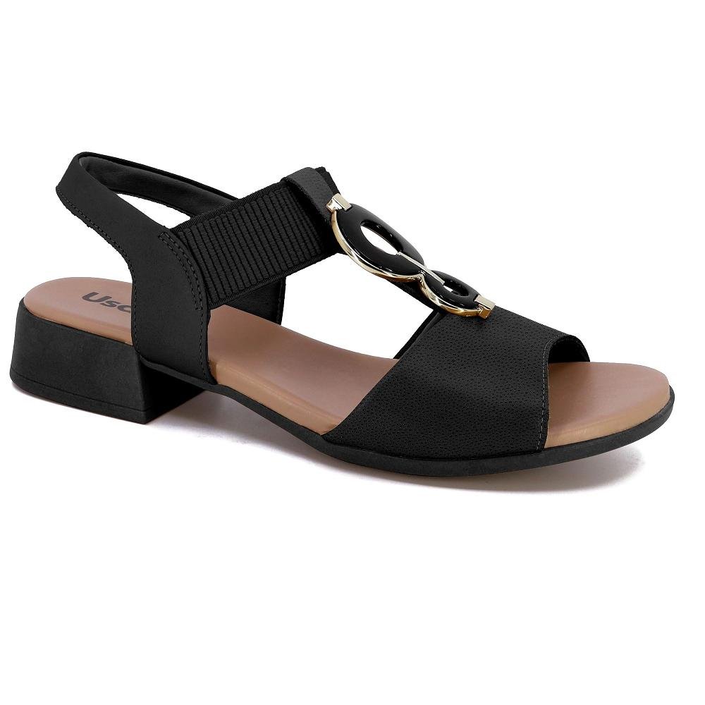 SANDALIA USAFLEX SALTO BLOCO REF MM1702 FEMININO Preto 3