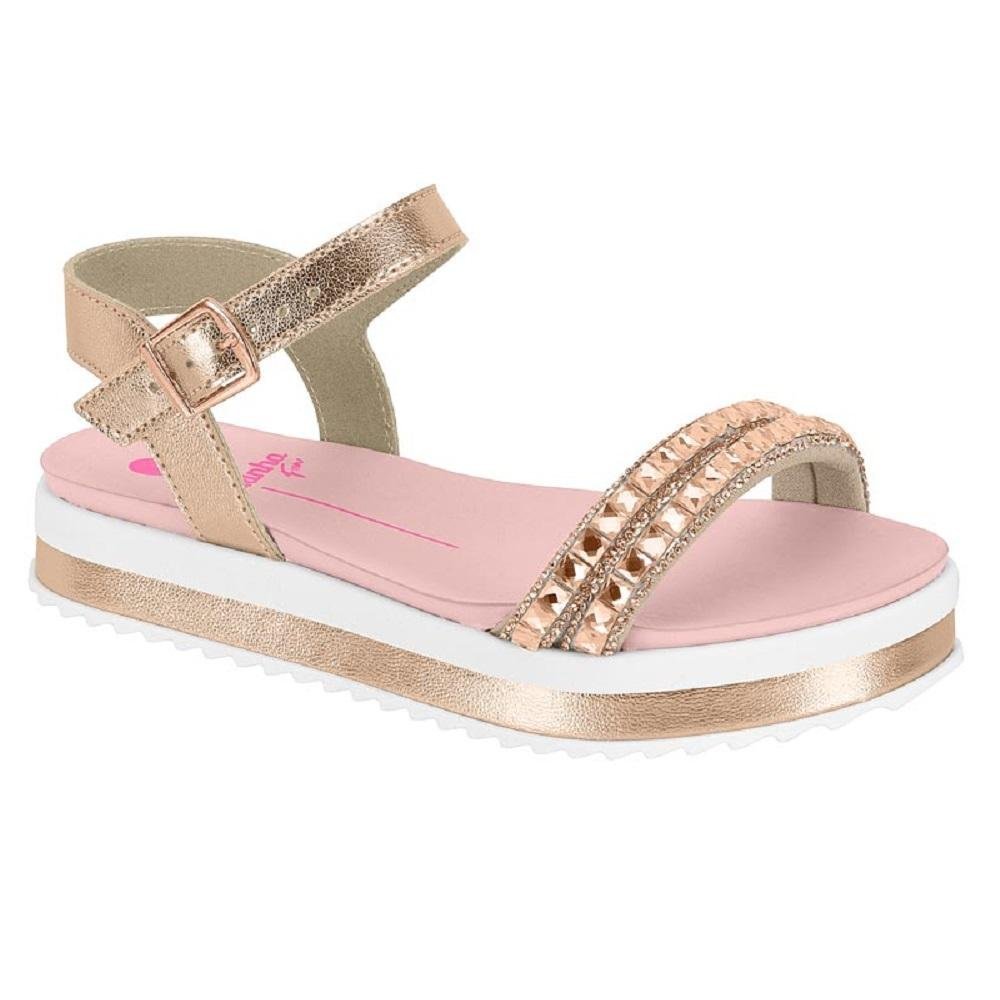 SANDALIA MOLEKINHA METALIZADO REF 2305.1566.29201 FEMININO Ouro/Nude 1