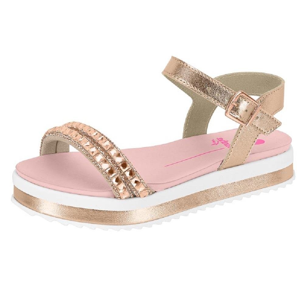 SANDALIA MOLEKINHA METALIZADO REF 2305.1566.29201 FEMININO Ouro/Nude 2
