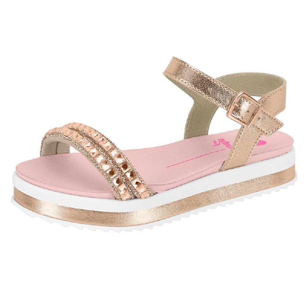 SANDALIA MOLEKINHA METALIZADO REF 2305.1566.29201 FEMININO Ouro/Nude 4