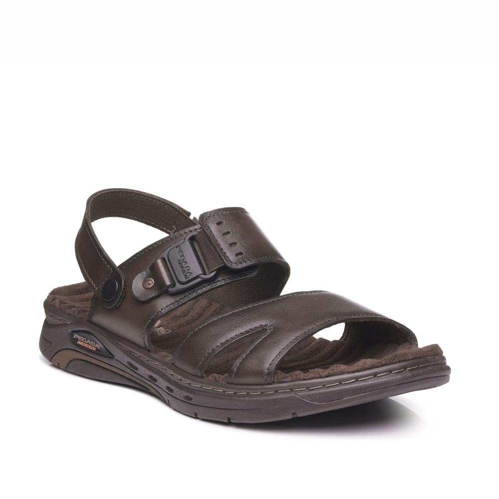 SANDALIA PEGADA EM COURO REF 134503 MASCULINO Marrom Escuro 2