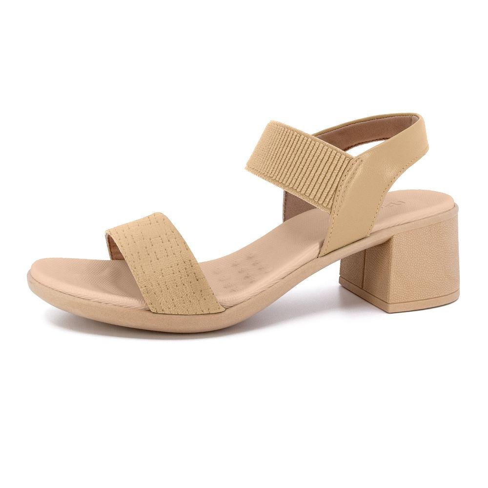 SANDALIA USAFLEX EM COURO ELASTICO REF UC22003 FEMININO Bege 4