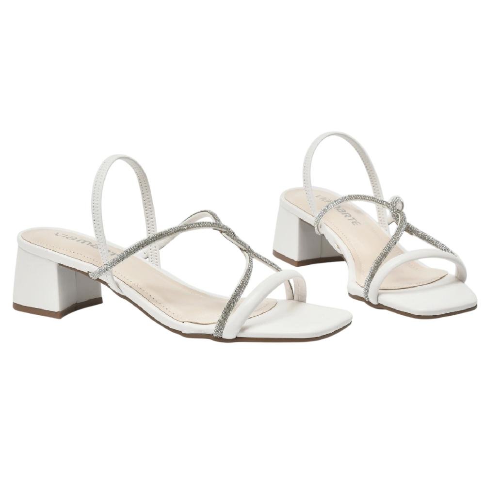SANDALIA VIA MARTE SALTO MEDIO REF 199-001 FEMININO Branco 4