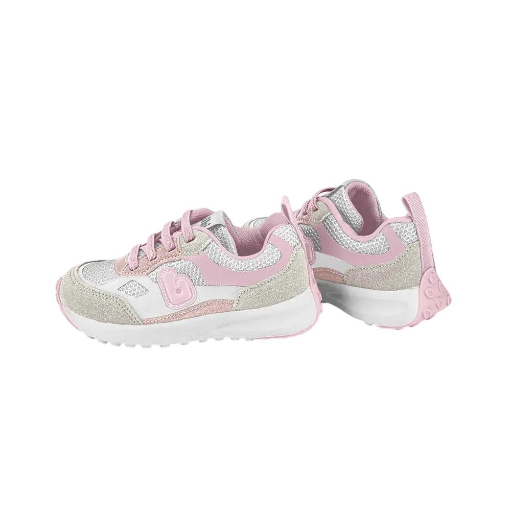 TENIS BIBI JOGGING TECIDO REF 1236006 MENINA Branco/Rosa 2