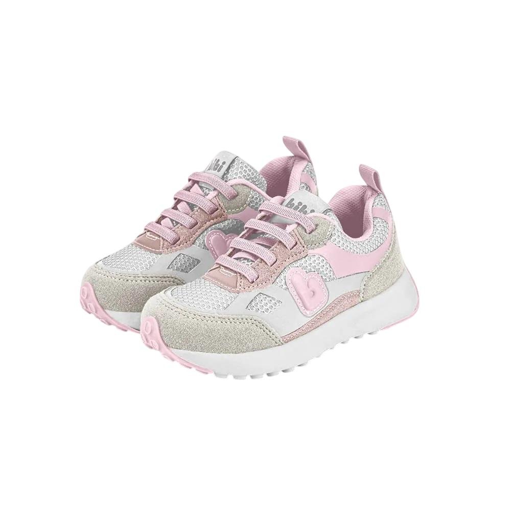 TENIS BIBI JOGGING TECIDO REF 1236006 MENINA Branco/Rosa 3