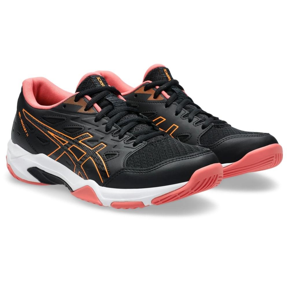 TENIS ASICS GEL-ROCKET 11 FEMININO Preto/Laranja 3