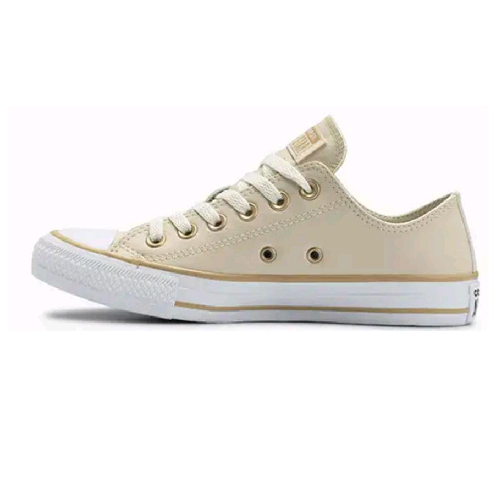 TENIS ALL STAR CHUCK TAYLOR CANO BAIXO REF CT045 UNISSEX Bege/Branco 2