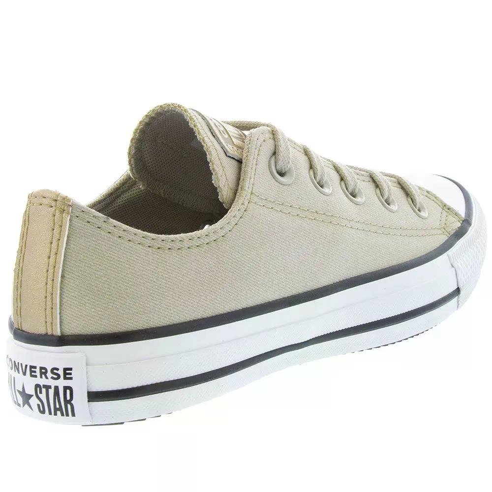 TENIS ALL STAR CHUCK TAYLOR  CANO BAIXO REF CT1730 UNISSEX Bege/Dourado 3