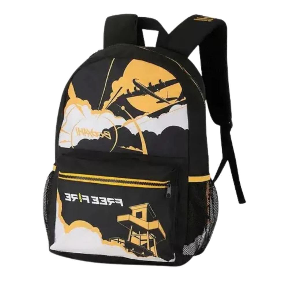 MOCHILA FREE FIRE DE COSTAS 17,5 REF FR2487 Preto/Amarelo 4