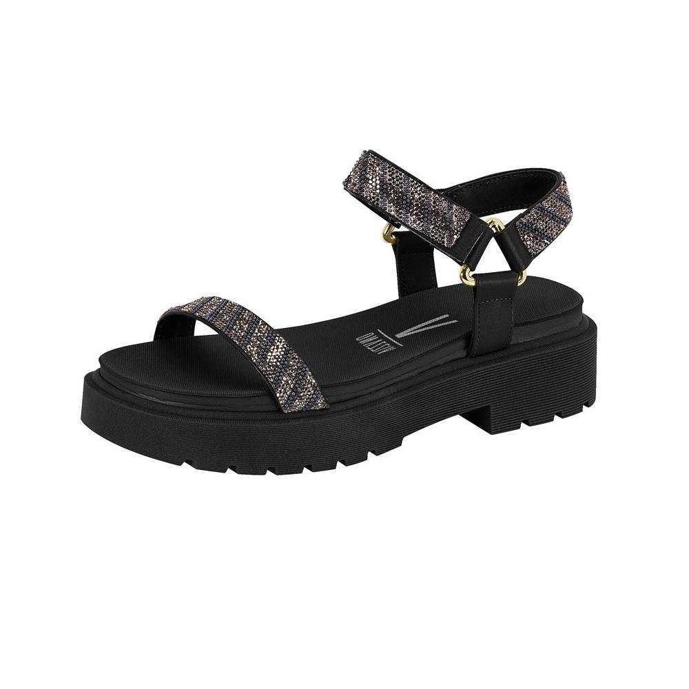 SANDALIA VIZZANO PLATAFORMA STRASS REF 6499.103.27030 Preto 2
