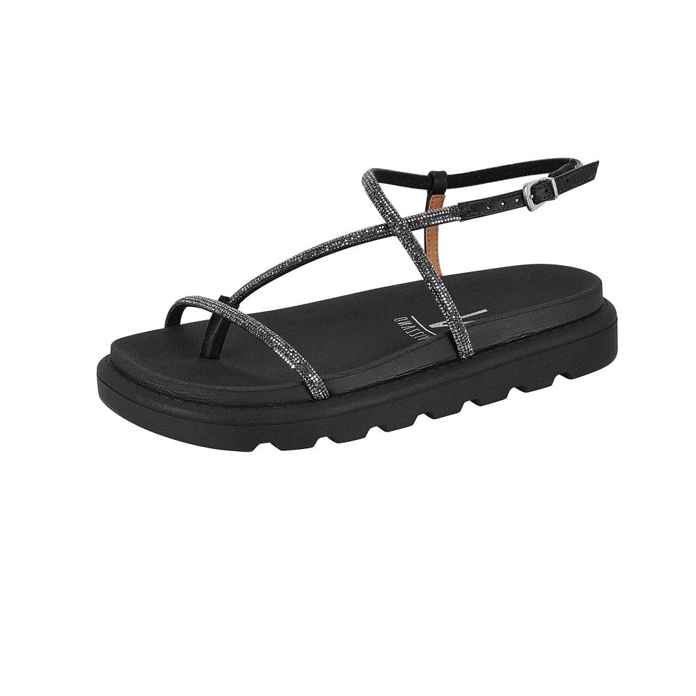 SANDALIA VIZZANO PAPETE STRASS REF 6459.139.30082 FEMININO Preto 2