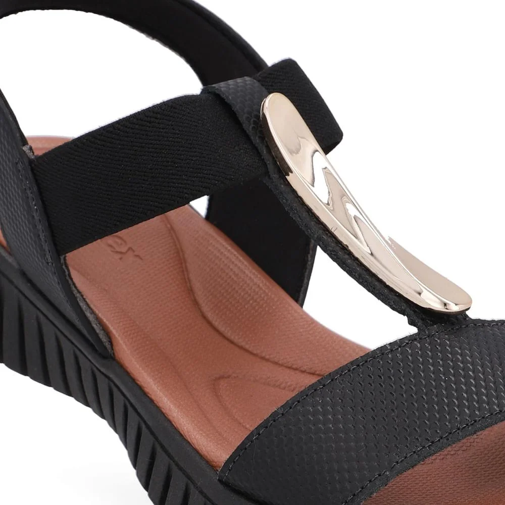 SANDALIA USAFLEX COURO EFEITE DOURADO REF UD11002 FEMININO Preto 4