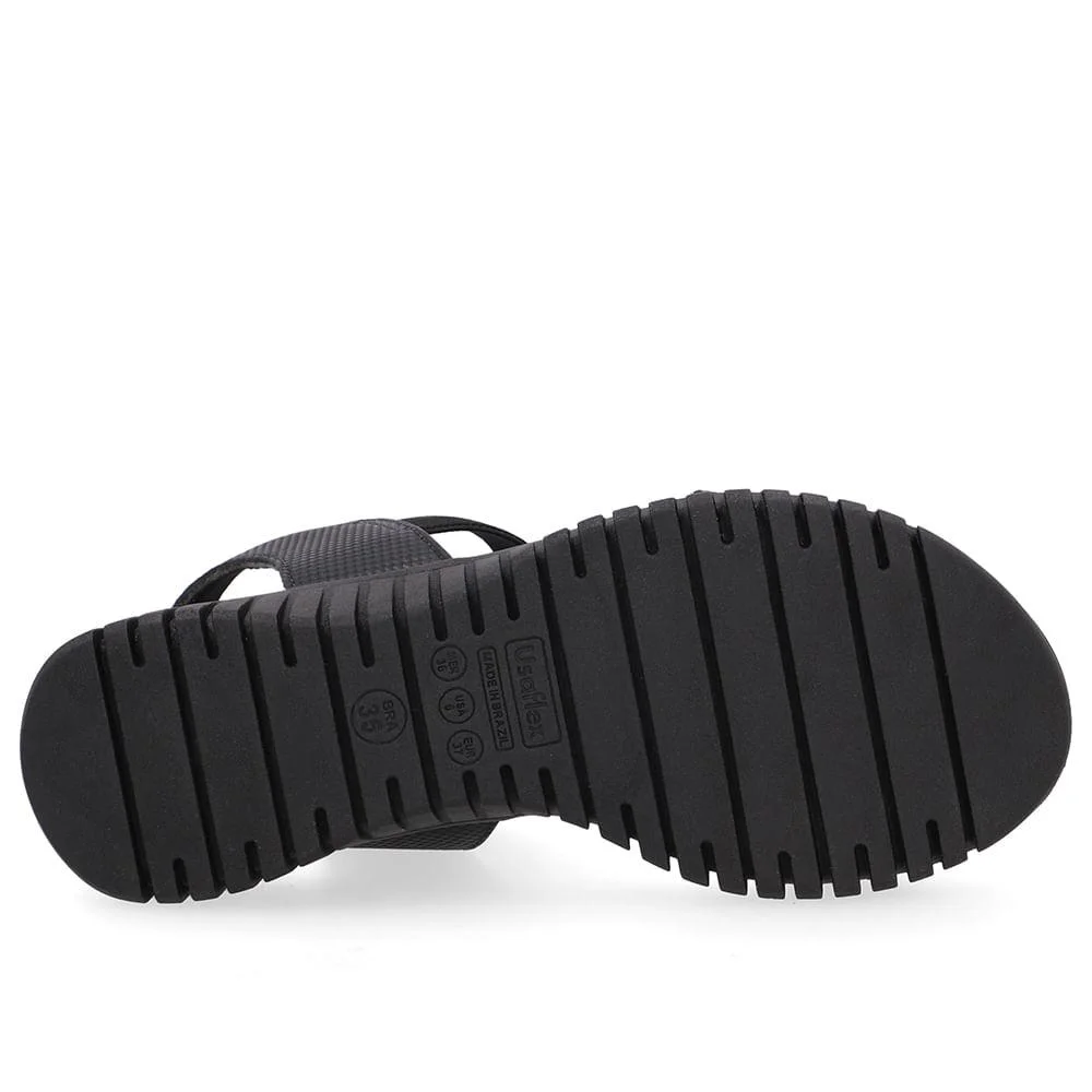 SANDALIA USAFLEX COURO EFEITE DOURADO REF UD11002 FEMININO Preto 5