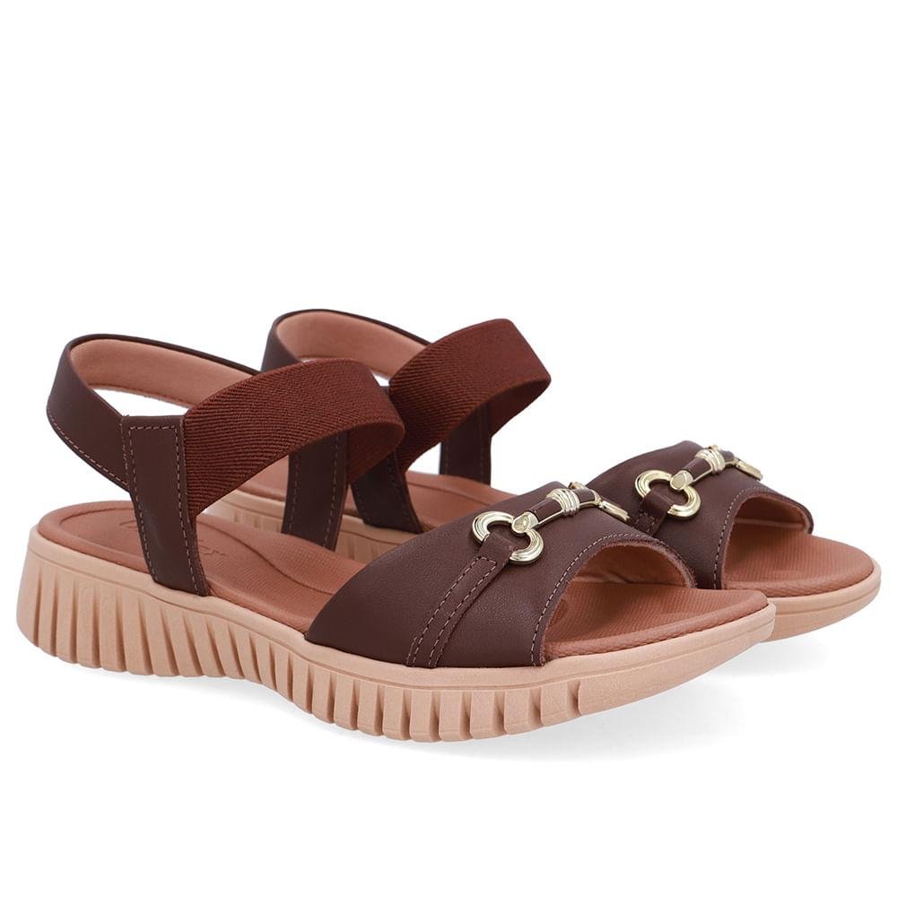 SANDALIA USAFLEX COURO ENFEITE REF UD11004 FEMININO Café 2