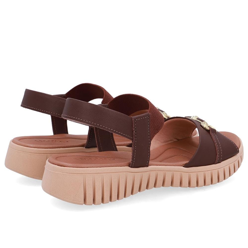 SANDALIA USAFLEX COURO ENFEITE REF UD11004 FEMININO Café 3