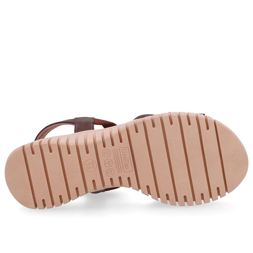 SANDALIA USAFLEX COURO ENFEITE REF UD11004 FEMININO Café 5