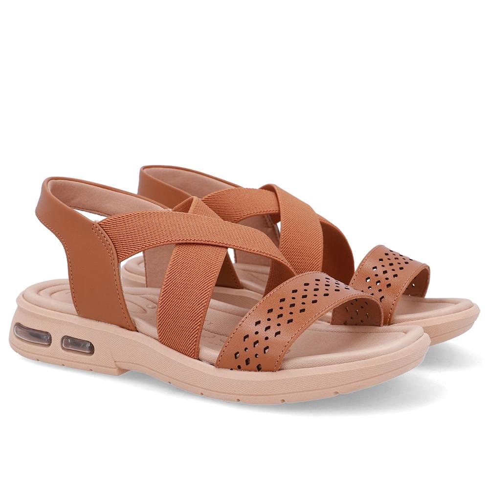SANDALIA USAFLEX LASER ELASTICO TIRA CRUZADA REF UD14002 FEMININO Marrom 2