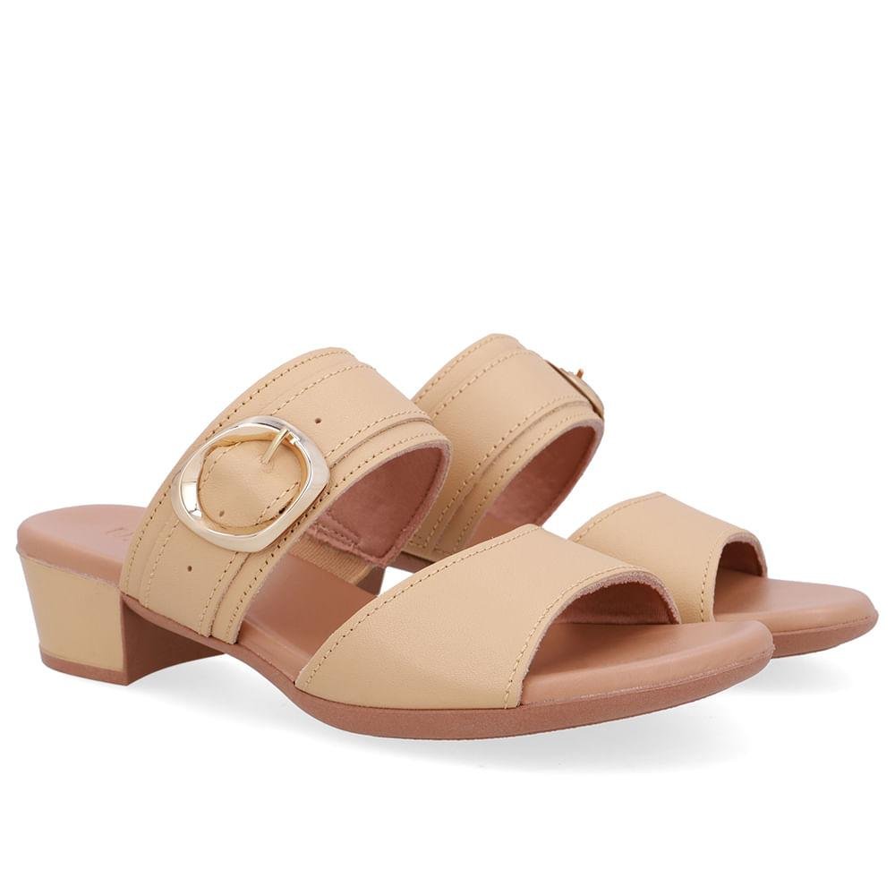 TAMANCO USAFLEX SALTO BLOCO COURO FIVELA REF UD12001 FEMININO Creme 2