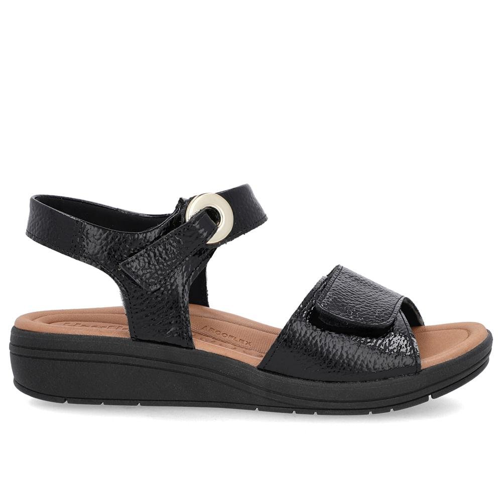 SANDALIA USAFLEX ANABELA COURO FECHOFLEX REF AK0508 FEMININO