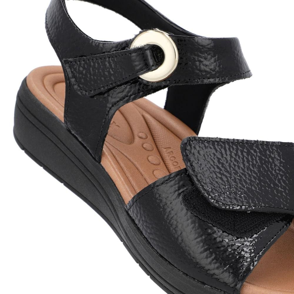 SANDALIA USAFLEX ANABELA COURO FECHOFLEX REF AK0508 FEMININO Preto 4