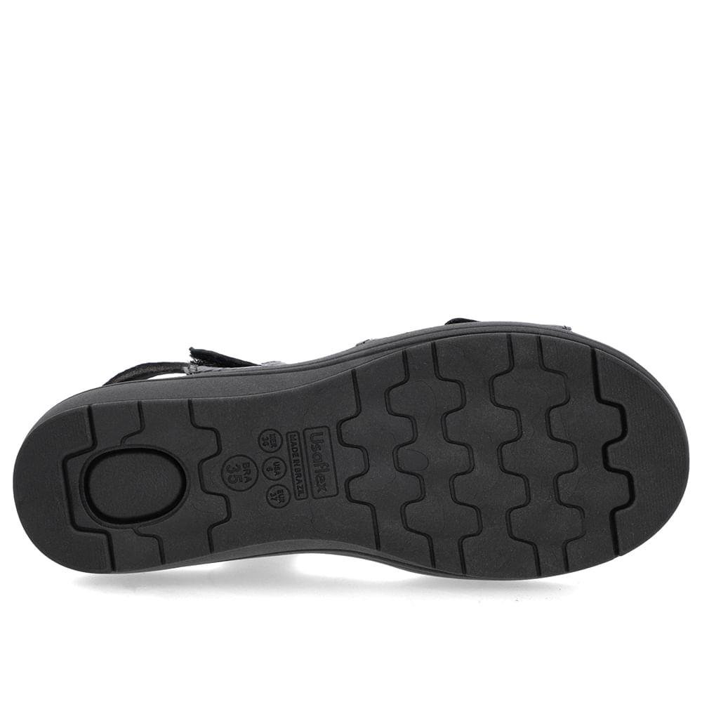 SANDALIA USAFLEX ANABELA COURO FECHOFLEX REF AK0508 FEMININO Preto 5