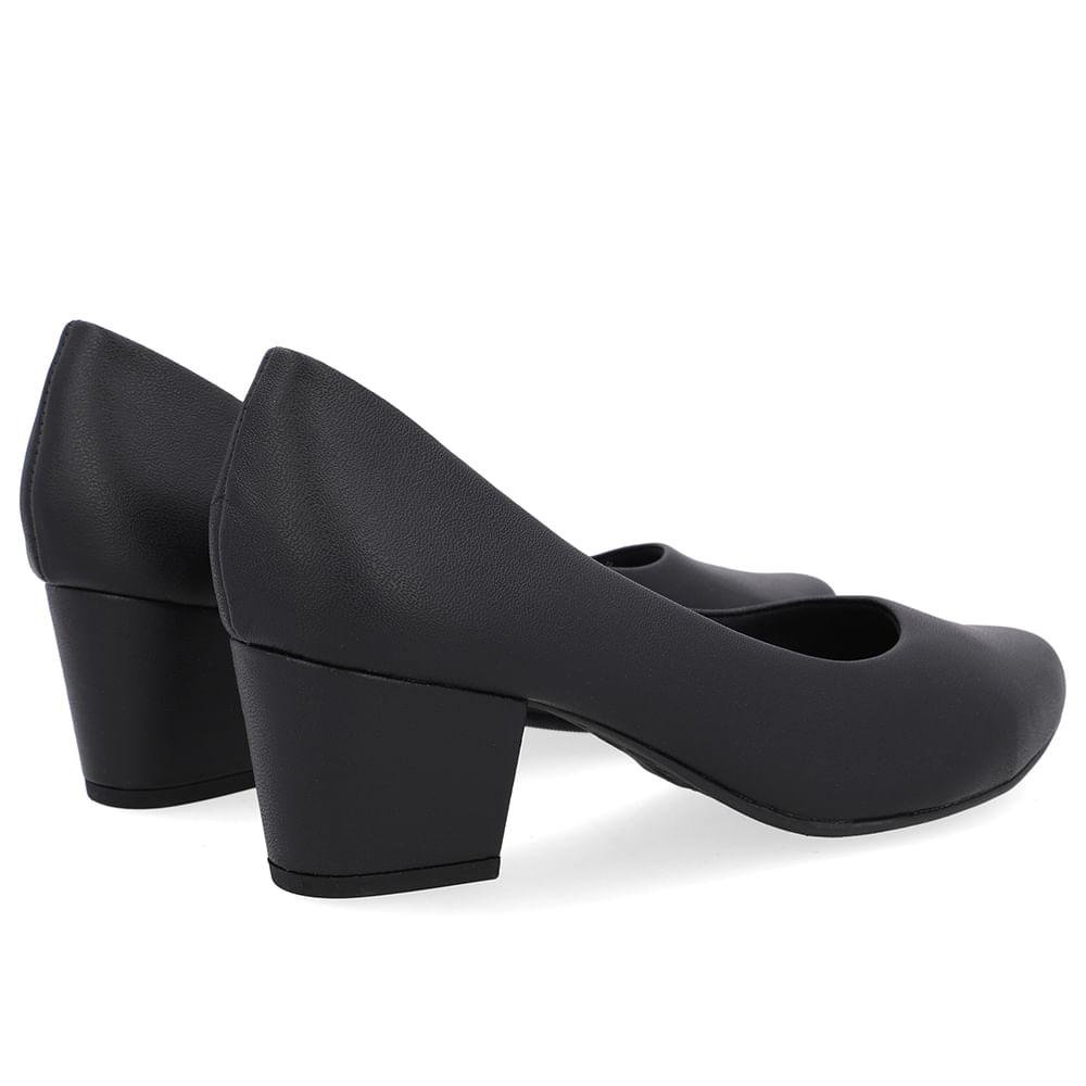 SCARPIN USAFLEX SALTO BLOCO COURO REF UD05001 FEMININO Preto 3