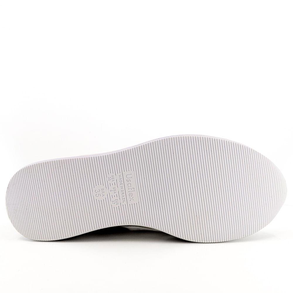 TENIS USAFLEX ELASTICO ZIPER REF AJ1202 FEMININO Branco/Prata 4