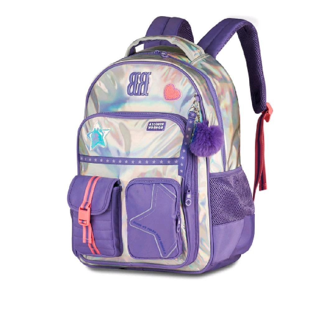 MOCHILA REBECCA BONBON HOLO SHINE DE COSTAS 17,5 REF RB27020 Prata/Lilás 4