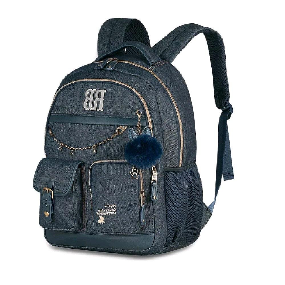 MOCHILA REBECCA BONBON DENIM VINTAGE DE COSTAS 17,5 RB27024 Azul Escuro 2