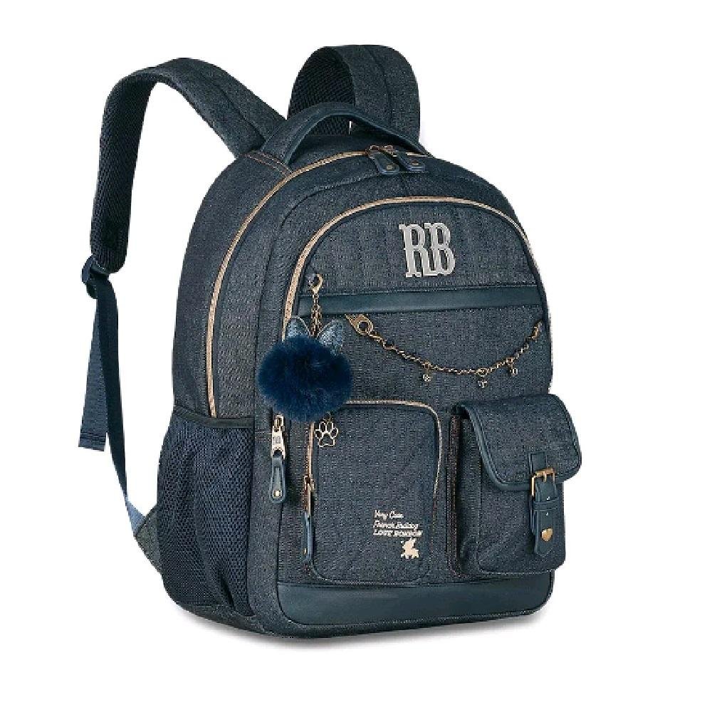 MOCHILA REBECCA BONBON DENIM VINTAGE DE COSTAS 17,5 RB27024 Azul Escuro 3