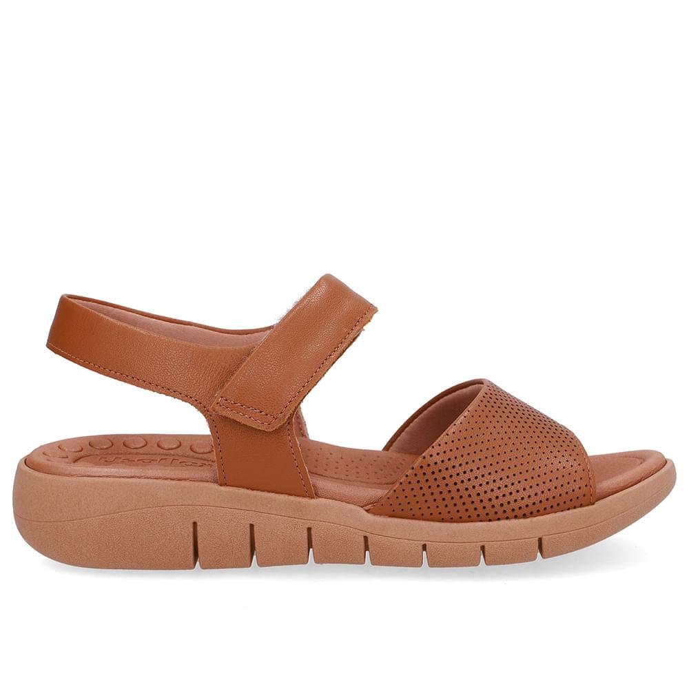 SANDALIA USAFLEX PLATAFORMA COURO REF UD17001 FEMININO