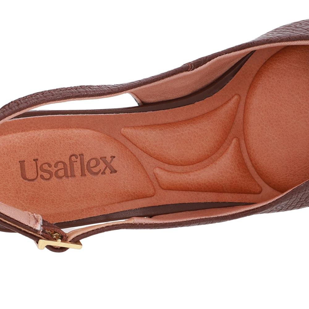 SANDALIA SLINGBACK USAFLEX EM COURO REF UD24004 FEMININO Marrom 4