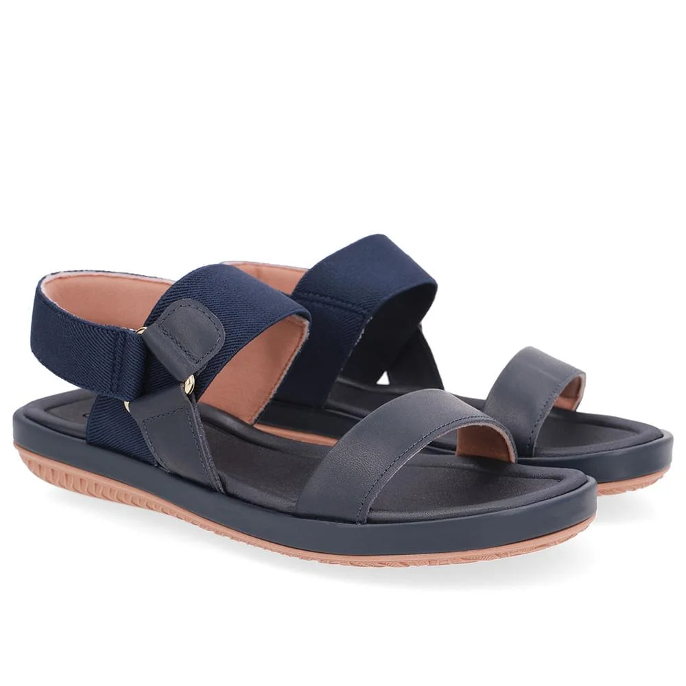 SANDALIA USAFLEX EM COURO ELASTICO REF AO25002 FEMININO Azul Marinho 2