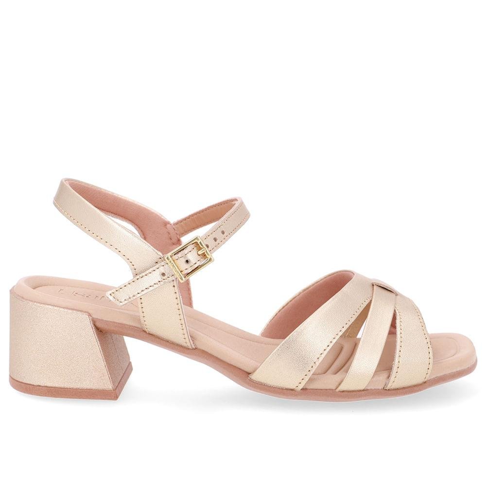 SANDALIA USAFLEX SALTO BLOCO EM COURO REF UD25003 FEMININO