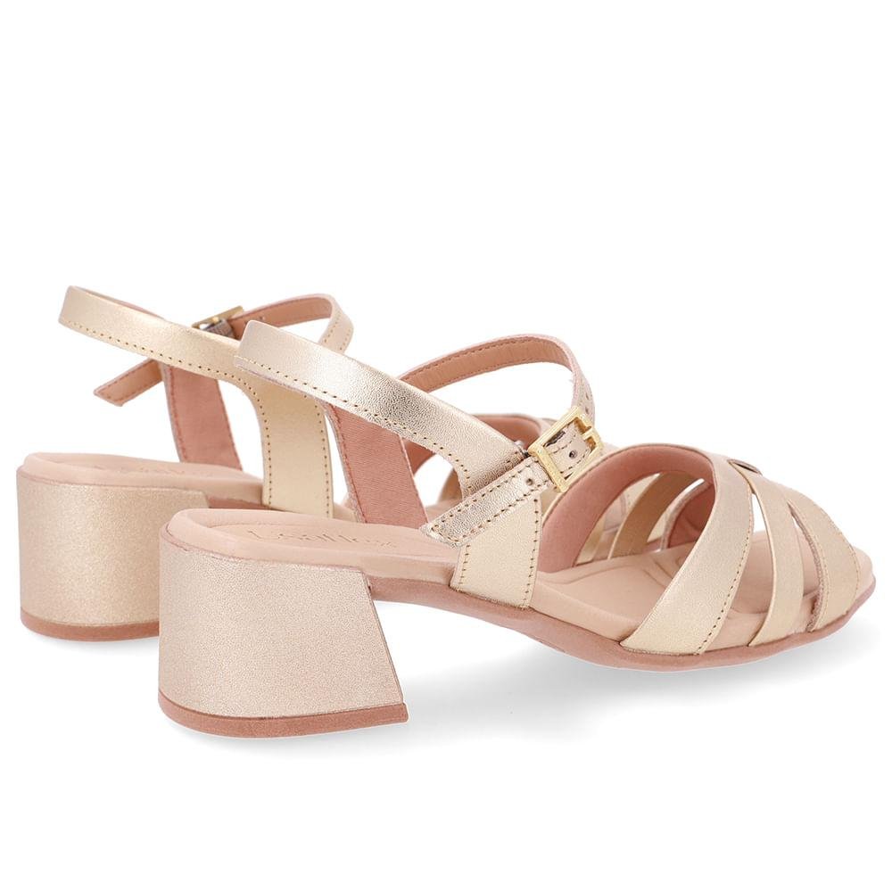 SANDALIA USAFLEX SALTO BLOCO EM COURO REF UD25003 FEMININO Bege 3