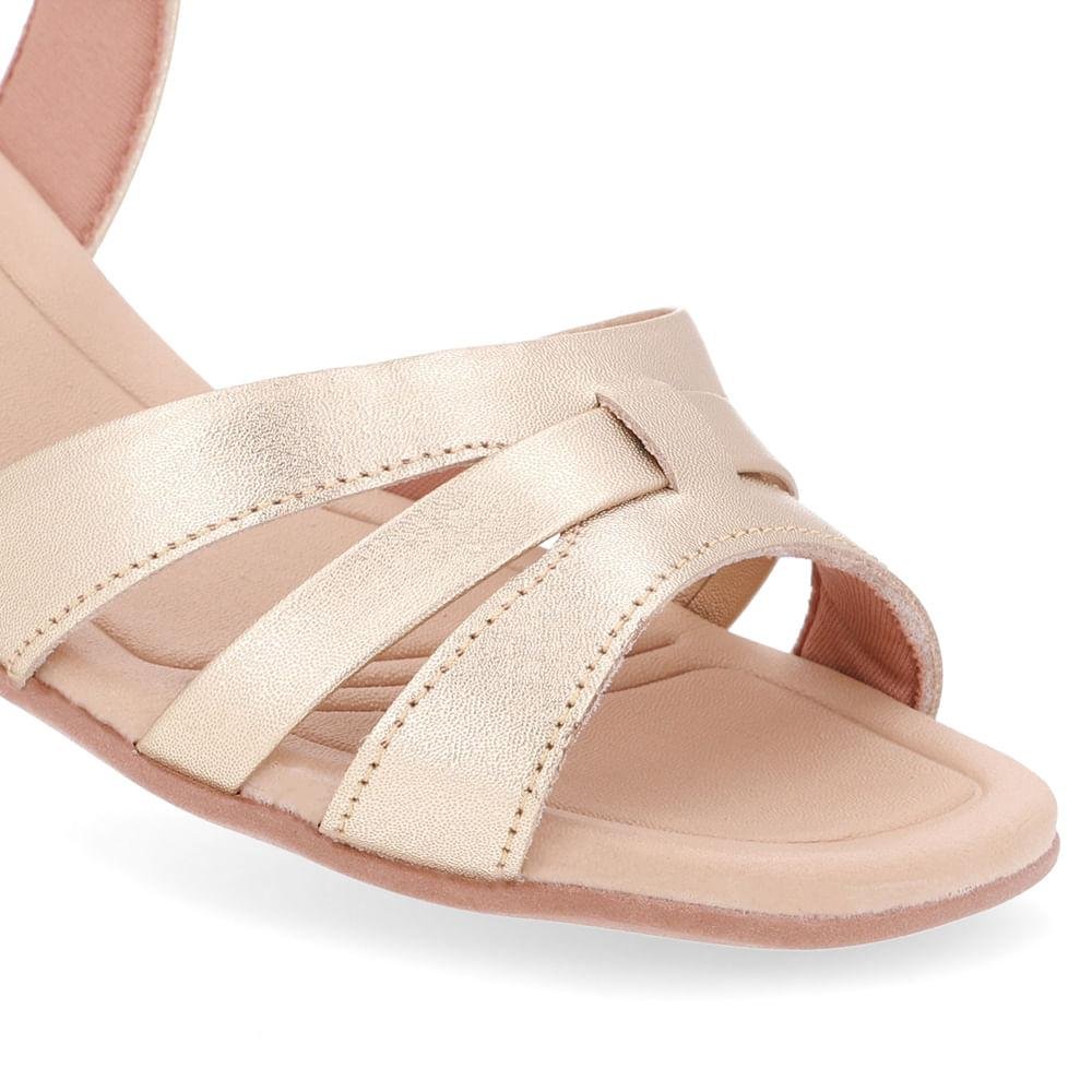 SANDALIA USAFLEX SALTO BLOCO EM COURO REF UD25003 FEMININO Bege 4