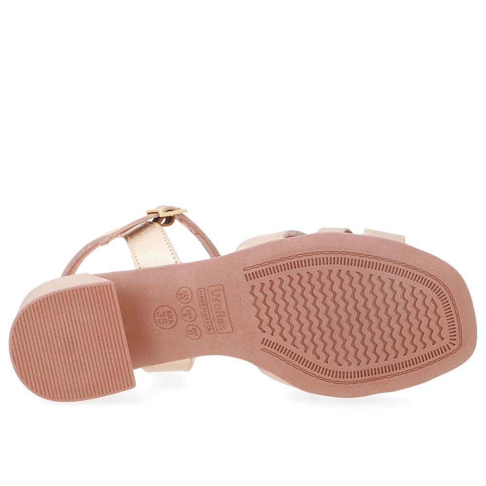 SANDALIA USAFLEX SALTO BLOCO EM COURO REF UD25003 FEMININO Bege 5