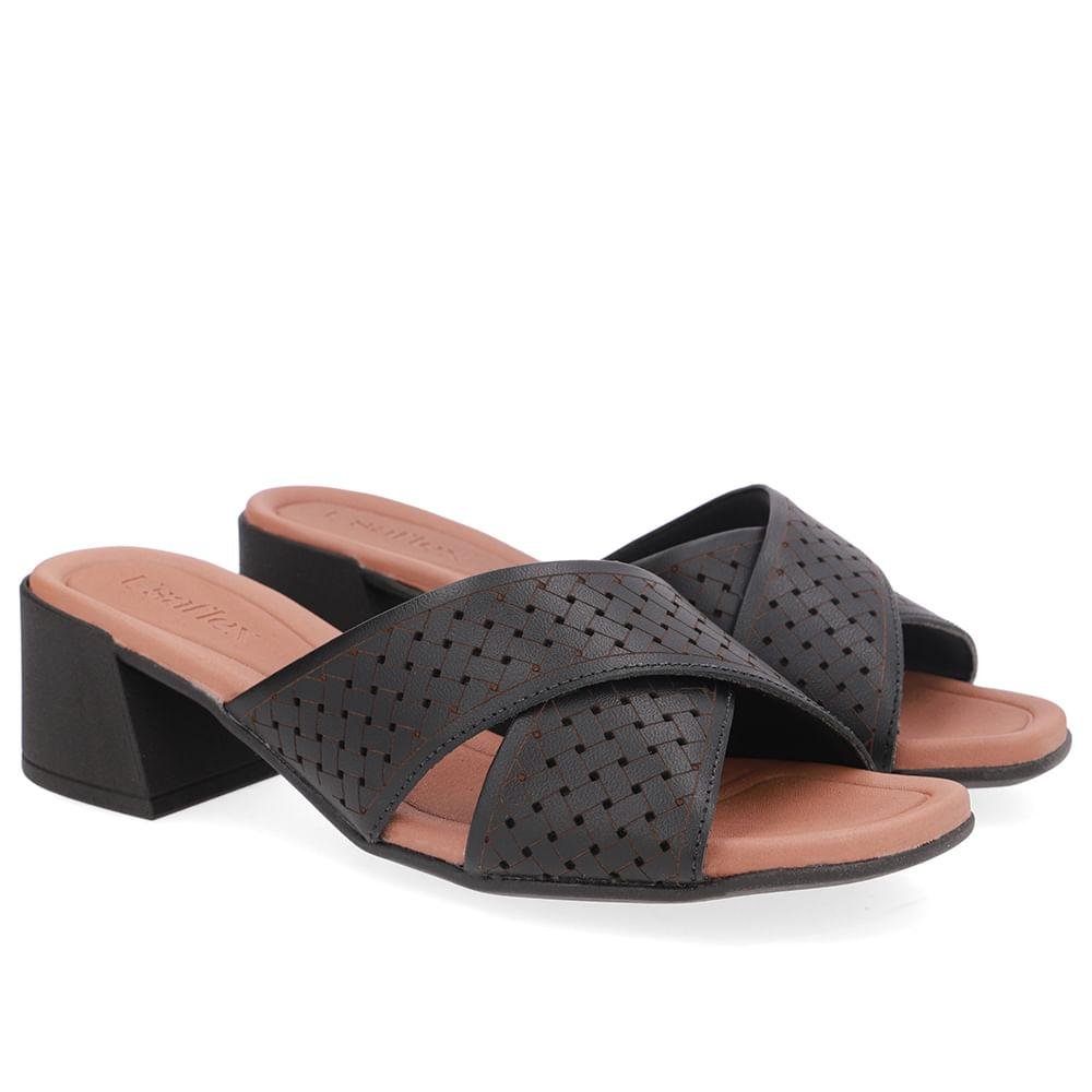 TAMANCO USAFLEX SALTO BLOCO EM COURO REF UD25001 FEMININO Preto 2