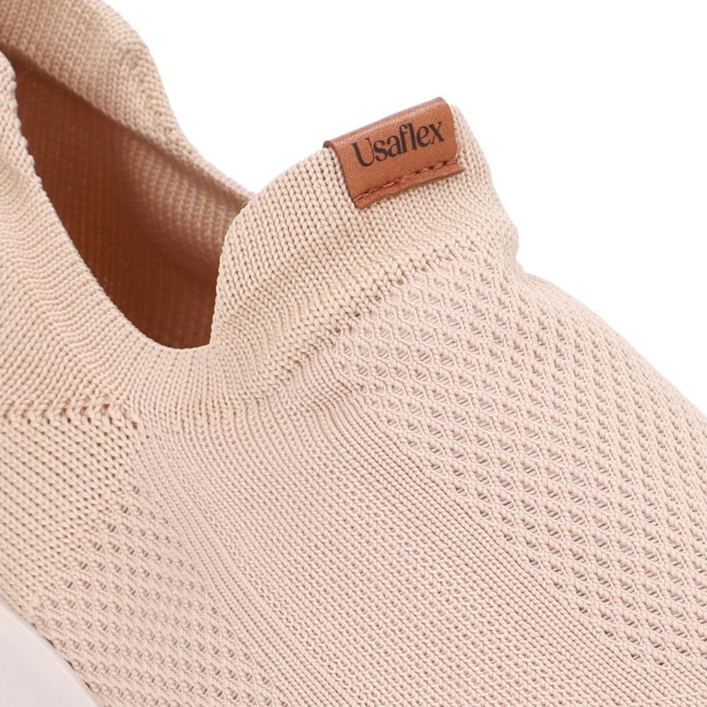 TENIS USAFLEX CASUAL TRICOT REF UD03005 FEMININO Bege 4