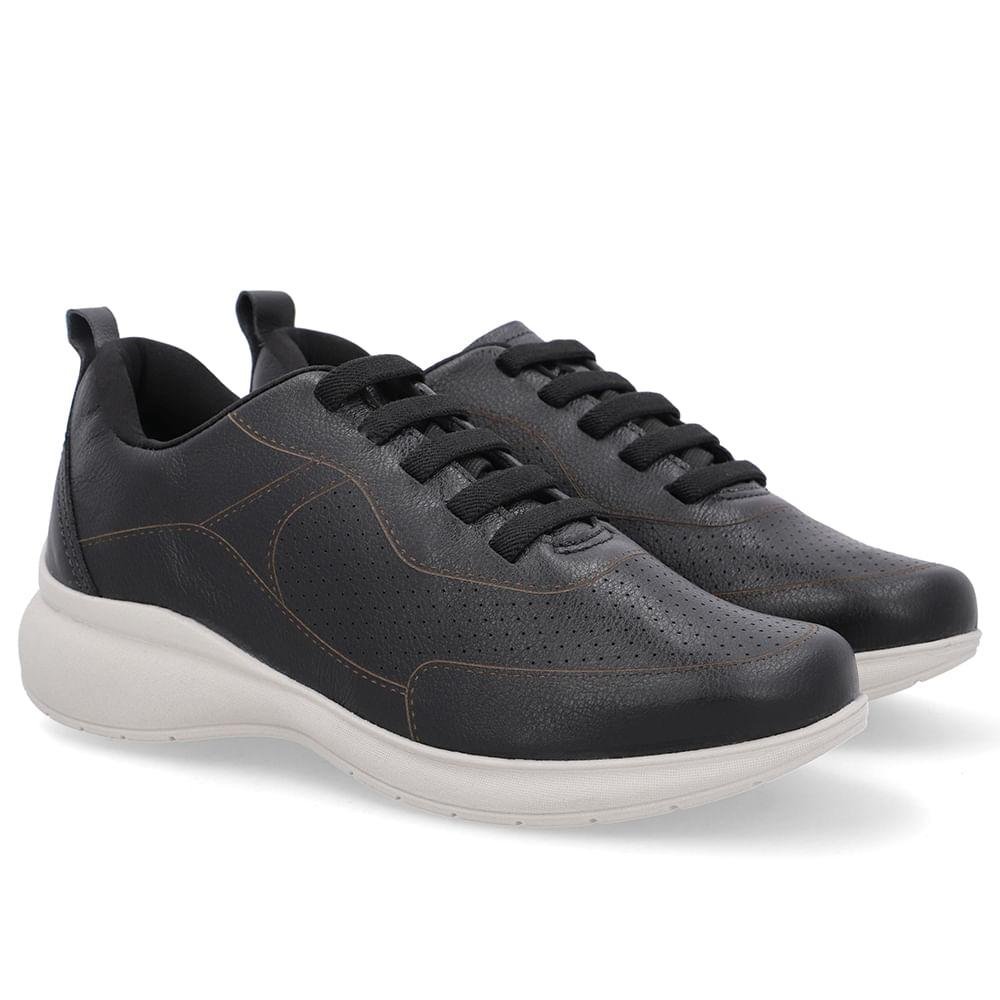 TENIS USAFLEX COURO CASUAL REF UD01002 FEMININO Preto 2