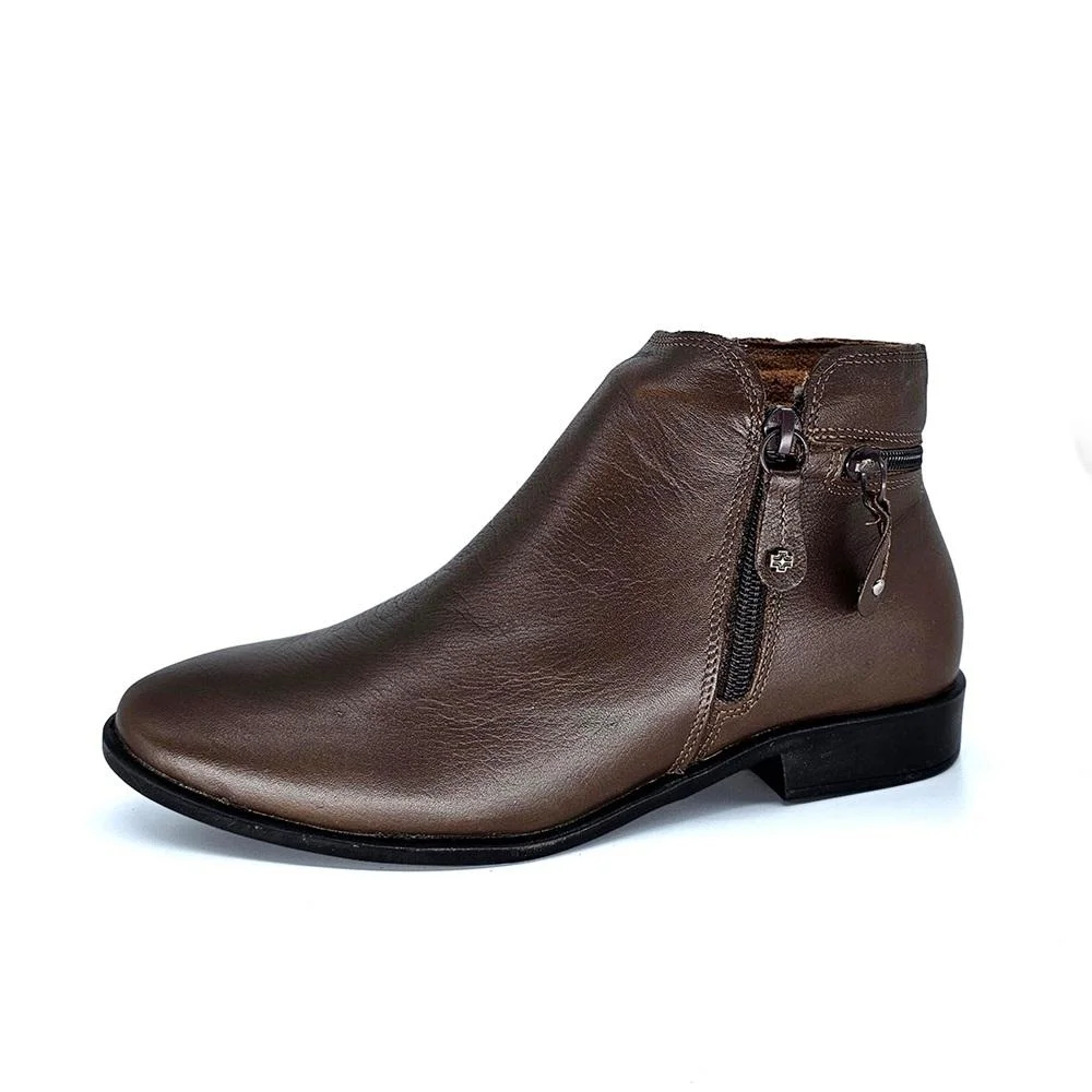 BOTA PERLATTO LUNA COURO ZIPER REF LUN002E FEMININO Café 2