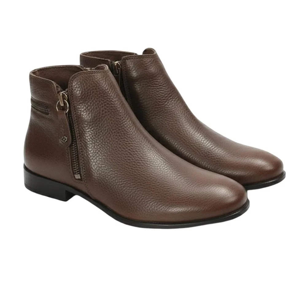 BOTA PERLATTO LUNA COURO ZIPER REF LUN002E FEMININO Café 4