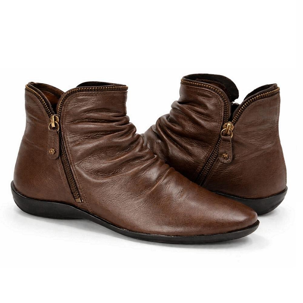 BOTA PERLATTO ANGEL COURO RUGAS ZIPER REF ANG811E FEMININO Café 4